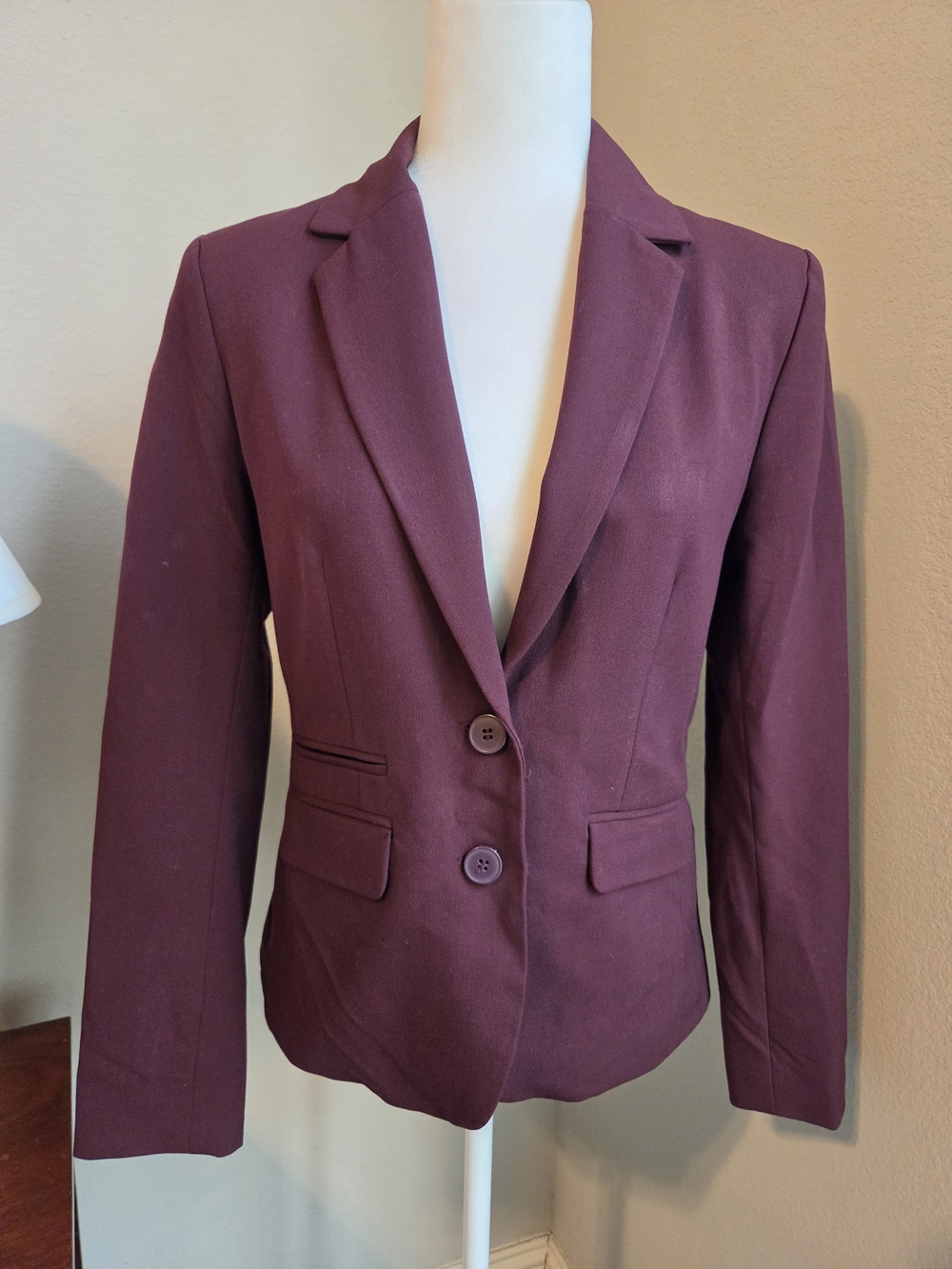 New York & Company Plum Two-Button Tailored Blazer